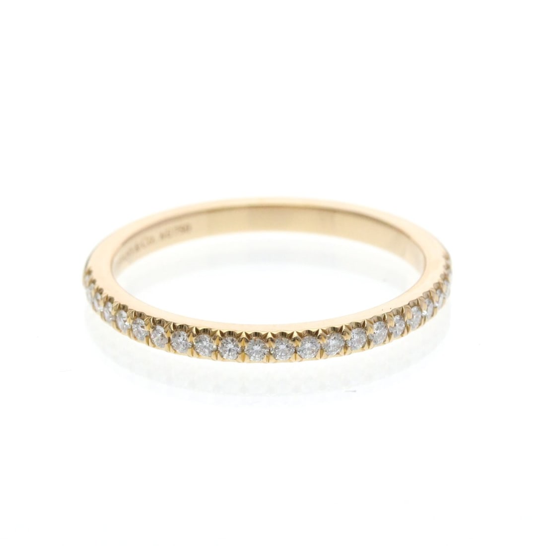 Tiffany Half Eternity Ring Pink Gold (18K) Fashion Diamond Band Ring Pink Gold: --- Catalog ---Category: SizeWidth: 2mm / 0.08''Weight: 2.4g / 0.08oz.JP Size: 15US Size: 7-7.5Category: DesignType: Band ringColor: Pink goldMetal: GoldStone: DiamondStyle: FashionGender: Men,WomenMa