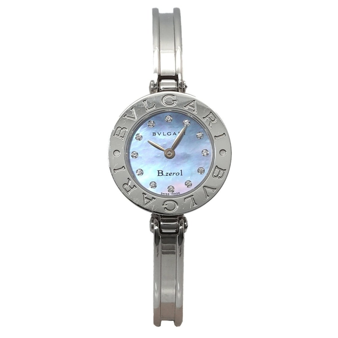 Bulgari BVLGARI B-zero1 BZ23S Bangle Watch Women's Wristwatch 12P Diamond Blue Shell Quartz: --- Catalog ---Category: SizeWrist Size: 15cm / 5.9''Case Diameter: 23mm / 0.91''Category: DesignType: WristwatchGender: WomenColor (Dial): Blue shellMaterial (Band): Stainless steelMaterial (Case): S