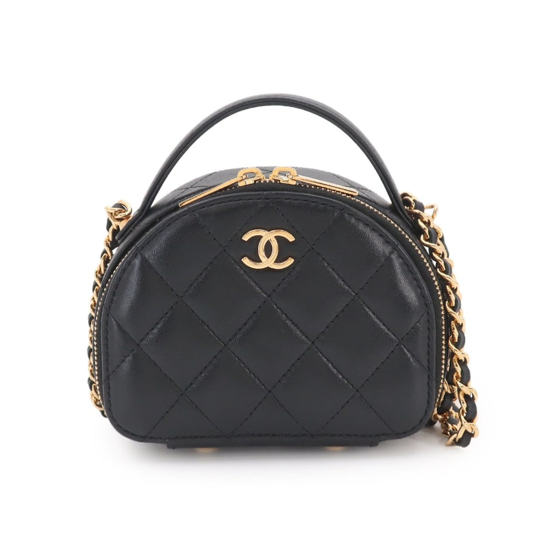 Chanel Matelasse Mini Chain Shoulder Handbag, Lambskin, Black AP3088: --- Catalog ---Category: SizeSize (HxWxD): 9.5cm x 12.5cm x 6cm / 3.74'' x 4.92'' x 2.36''Category: DesignType: Handbag, Shoulder bagColor: BlackGender: WomenMaterial: Leather Leather/Fur Type: Lambsk