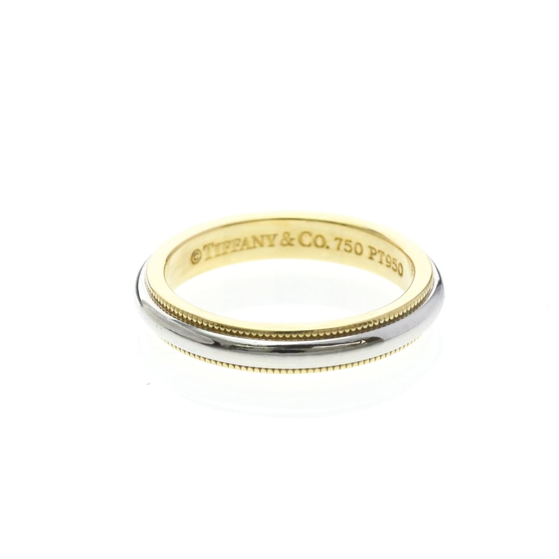 Tiffany Milgrain Ring Yellow Gold (18K),Platinum Fashion No Stone Band Ring Gold,Silver: --- Catalog ---Category: SizeWidth: 3.3mm / 0.13''Weight: 5.3g / 0.18oz.JP Size: 10US Size: 5.5Category: DesignType: Band ringColor: Gold, SilverMetal: Gold, PlatinumStone: No StoneStyle: FashionGende