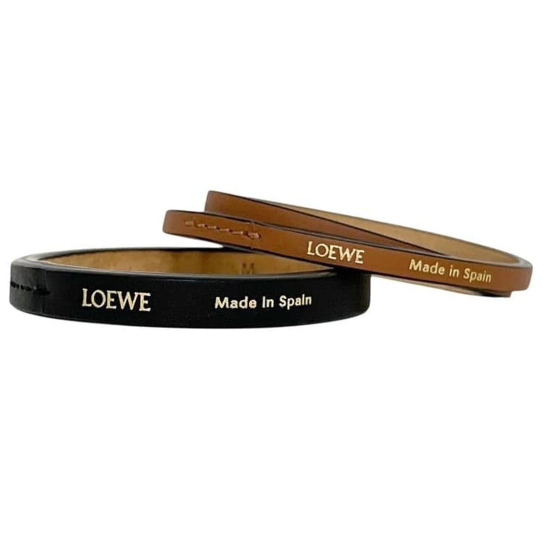 Loewe Bangle Set of 2, Brown and Black, J242240X42, Bracelet, Size M, Leather (1 of 10)