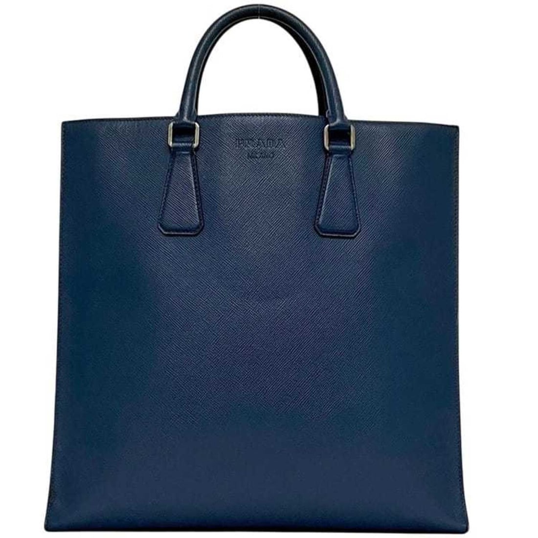 Prada tote bag, blue, VA1016, Saffiano leather, 180 A, PRADA, A4 size.: --- Catalog ---Category: SizeSize (HxWxD): 37cm x 38cm x 7cm / 14.56'' x 14.96'' x 2.75''Handle Length: 33cm / 12.99''Category: DesignType: Tote bagColor: BlueGender: Women,MenMaterial: Saffiano , Lea