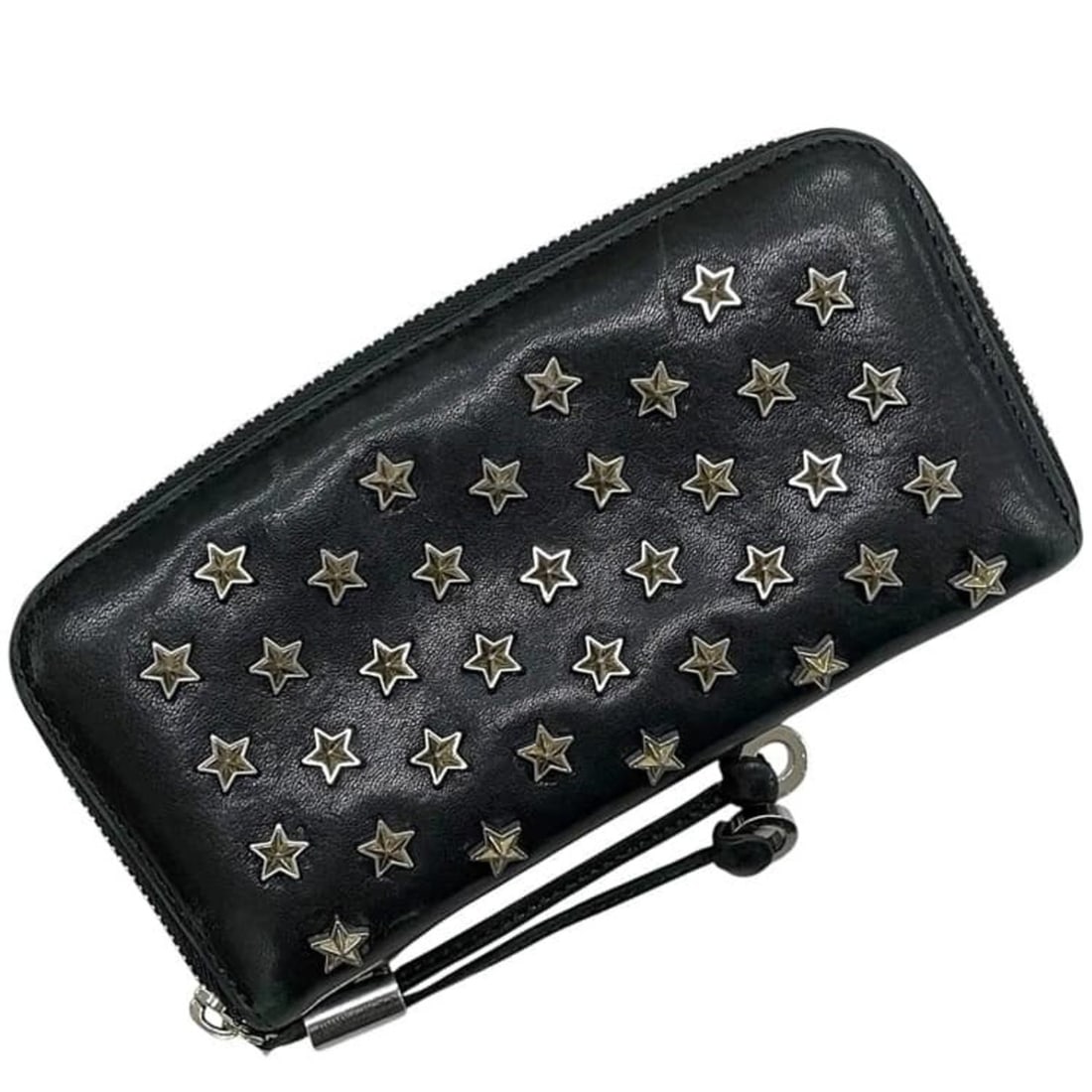 Jimmy Choo Round Long Wallet, Black, Philippa AUS 0C3421, Leather, Studded, 2MRD9J, JIMMY CHOO Star: --- Catalog ---Category: SizeSize (HxWxD): 10cm x 20cm x 2cm / 3.93'' x 7.87'' x 0.78''Category: DesignType: Long wallet (bi-fold)Color: BlackGender: WomenPattern: StuddedMaterial: Leather Category: G