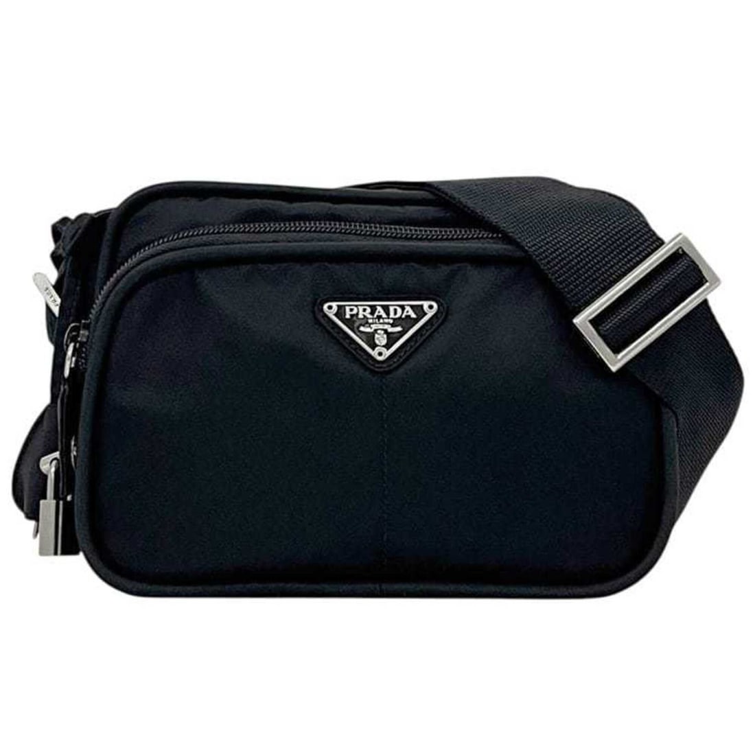 Prada Shoulder Bag, Black (NERO), Tessuto Leather Crossbody Nylon, Size 44, PRADA Triangle Plate: --- Catalog ---Category: SizeSize (HxWxD): 15cm x 20cm x 9cm / 5.9'' x 7.87'' x 3.54''Strap Length: 58cm - 105cm / 22.83'' - 41.33''Category: DesignType: Shoulder bagColor: Black, NeroMaterial: Nylon 