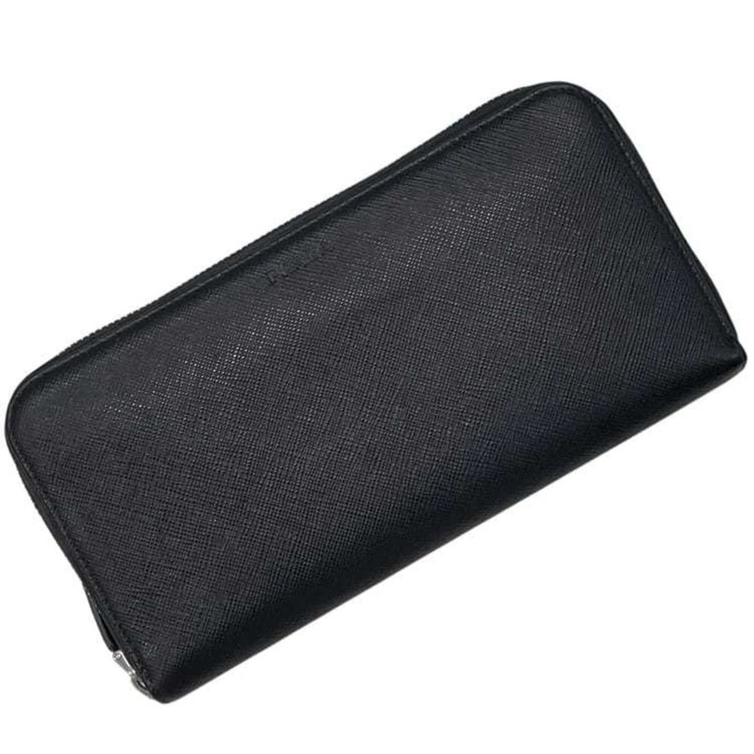 Prada Round Long Wallet, Black, NERO 9419, Saffiano Leather, 230 PRADA: --- Catalog ---Category: SizeSize (HxWxD): 10.5cm x 20cm x 2.5cm / 4.13'' x 7.87'' x 0.98''Category: DesignType: Long wallet (bi-fold)Color: Black, NeroGender: Women,MenMaterial: Leather Leather/Fur T