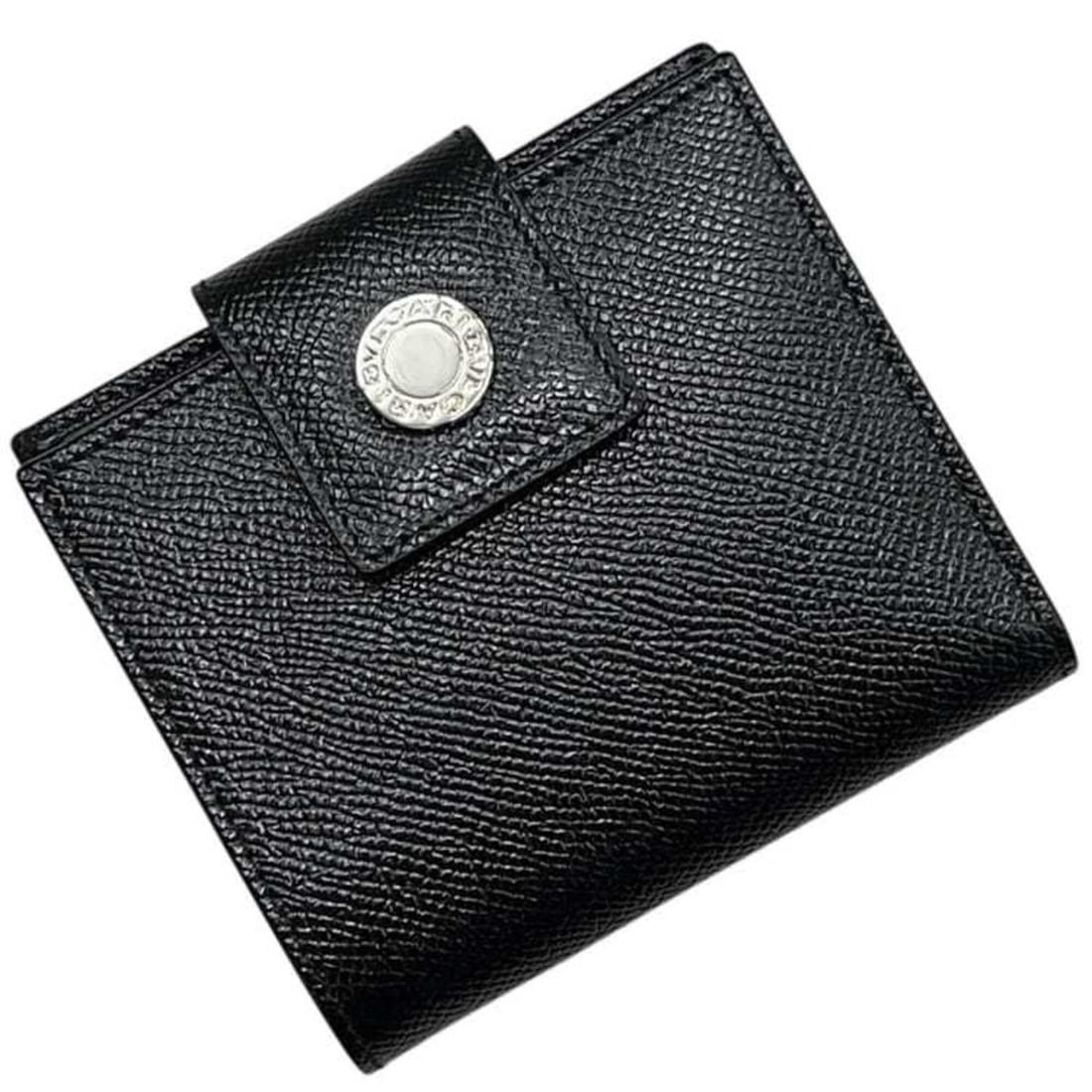 Bulgari bi-fold wallet, black, grain leather, BVLGARI mini compact (1 of 11)