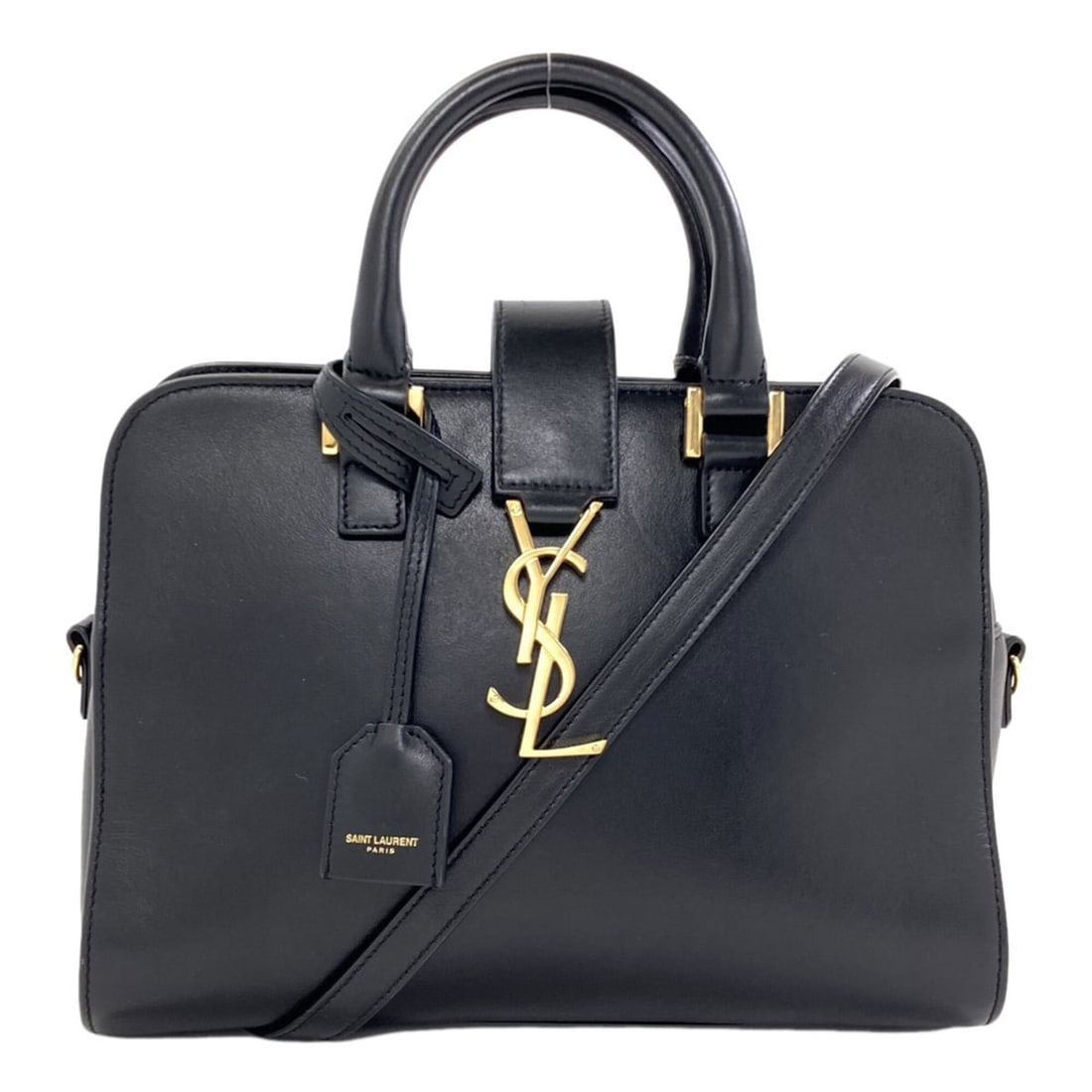 Yves Saint Laurent Baby Cabas 2-Way Handbag, Calfskin, Women's: --- Catalog ---Category: SizeSize (HxWxD): 18cm x 26cm x 10cm / 7.08'' x 10.23'' x 3.93''Strap Length: 128cm / 50.39''Handle Length: 21cm / 8.26''Category: DesignType: HandbagColor: BlackGender: Women