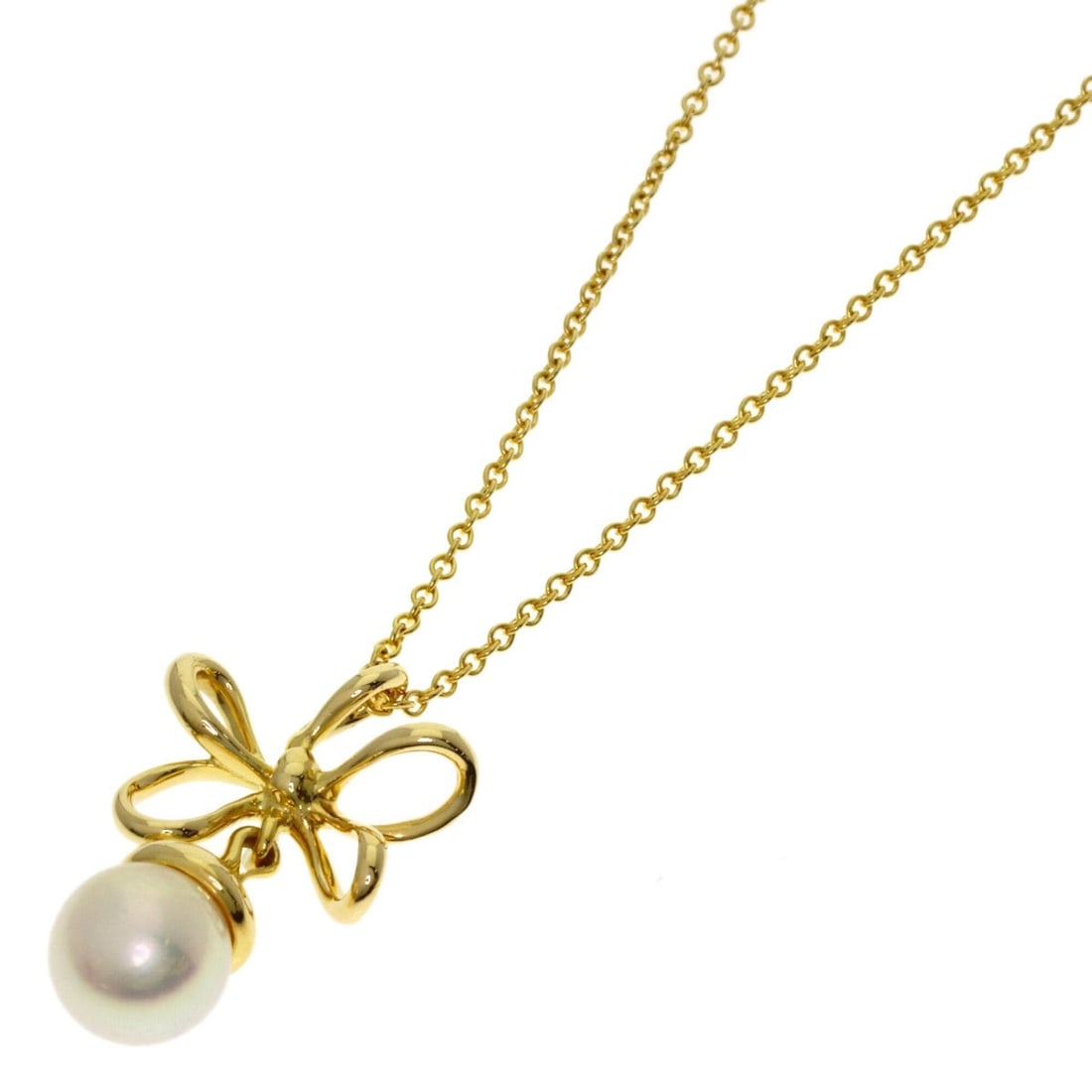 Tiffany & Co. Wire Flower Pearl Necklace, 18K Yellow Gold, Women's.: --- Catalog ---Category: SizeWidth: 1mm / 0.04''Weight: 3.7g / 0.13oz.Pendant Size: 21.2mm x 13mm / 0.83'' x 0.51''Stone Diameter: 7.00mm / 0.28''Neck Circumference: 40 cm / 15.74''Category: DesignSto