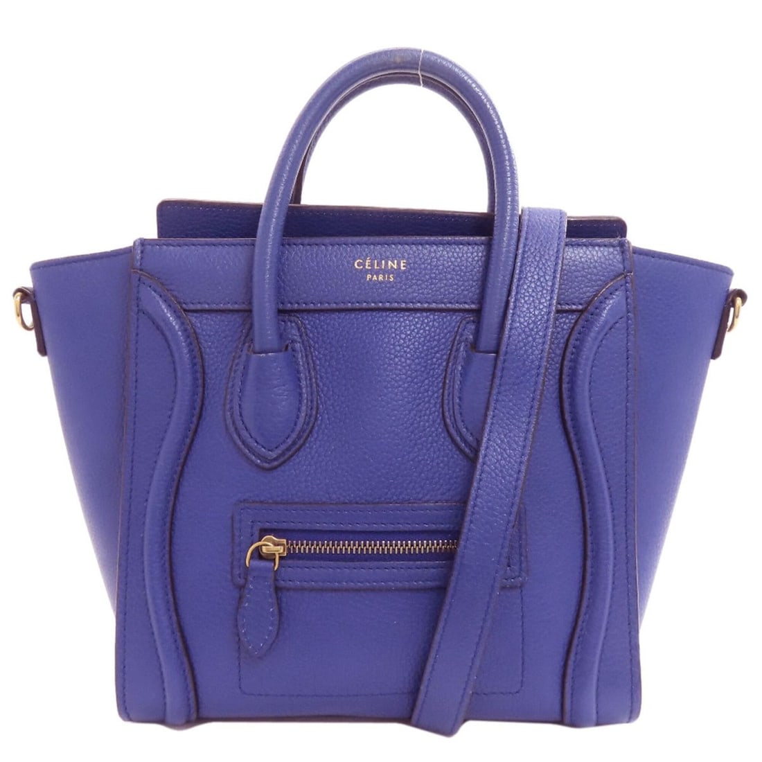 Celine Luggage Nano 2-Way Handbag, Calfskin, Women's: --- Catalog ---Category: SizeSize (HxWxD): 21cm x 30cm x 10cm / 8.26'' x 11.81'' x 3.93''Strap Length: 120cm / 47.24''Handle Length: 14cm / 5.51''Category: DesignType: HandbagColor: BlueGender: WomenC