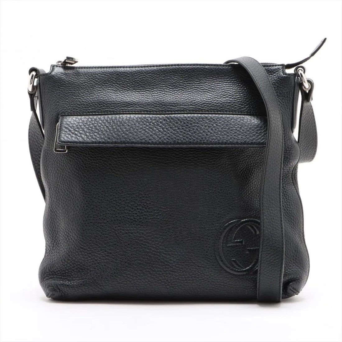 Gucci Interlocking G 322059 Leather Shoulder Bag Messenger Black Men's (1 of 14)