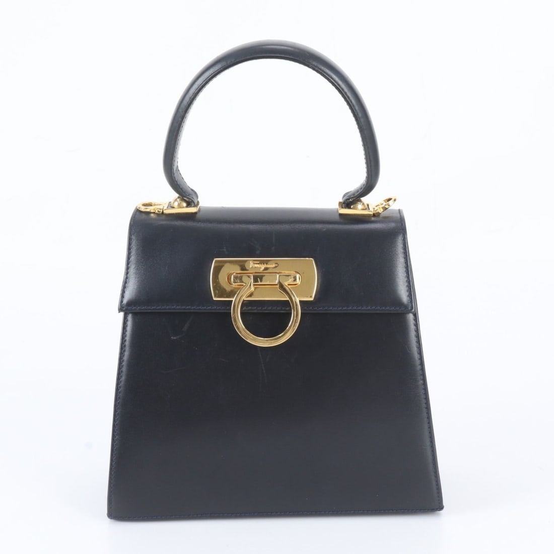Salvatore Ferragamo Gancini Leather Handbag, Navy Blue, Brand Name, Women's: --- Catalog ---Category: SizeSize (HxWxD): 18cm x 20cm x 9cm / 7.08'' x 7.87'' x 3.54''Category: DesignType: HandbagColor: NavyGender: WomenMaterial: Leather Category: GeneralBrand: Salvatore Ferragam