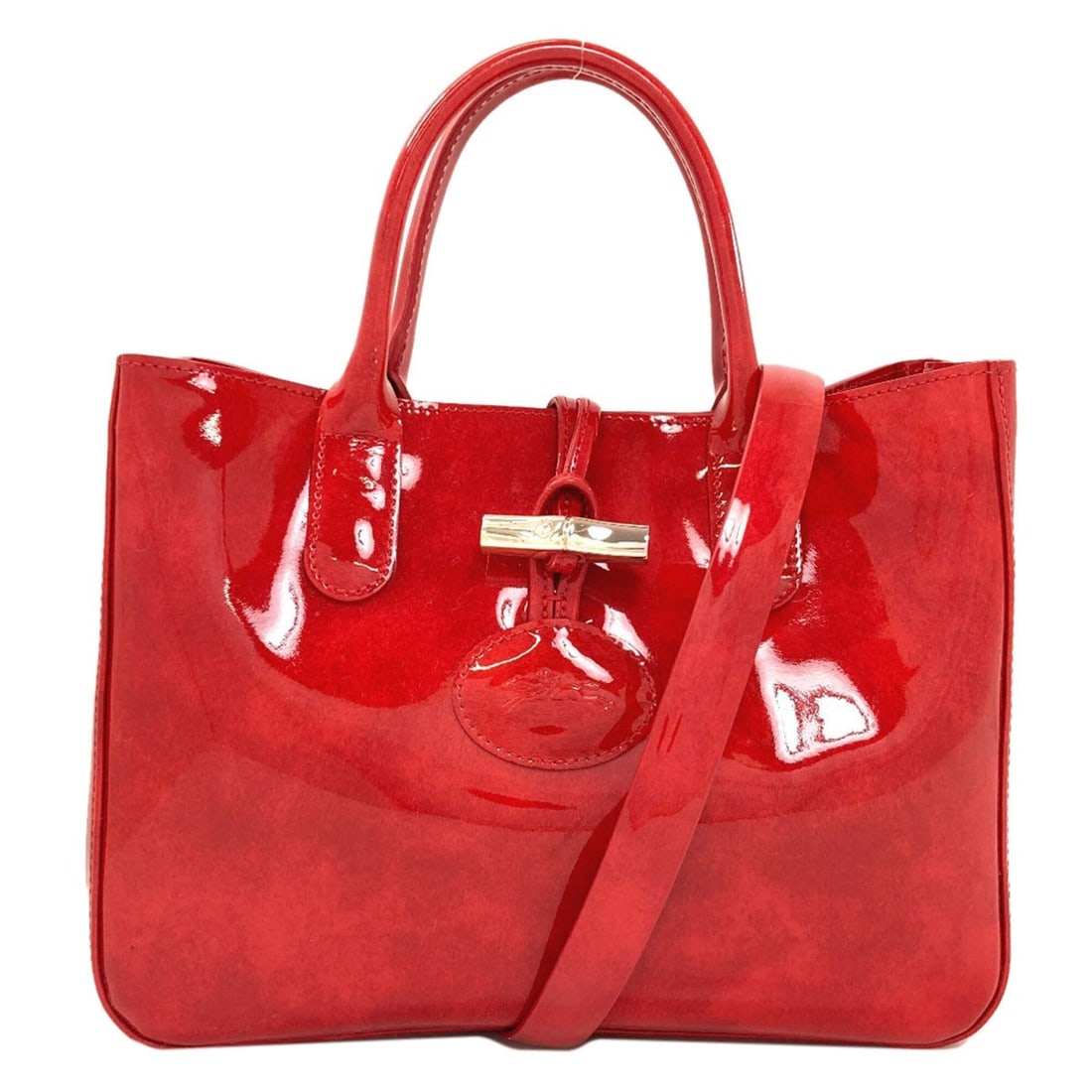 Longchamp Le Roseau 2-Way Handbag, Enamel, Women's: --- Catalog ---Category: SizeSize (HxWxD): 22cm x 29cm x 10cm / 8.66'' x 11.41'' x 3.93''Category: DesignType: HandbagColor: Red colorGender: WomenMaterial: Leather Category: GeneralBrand: Longchamp--