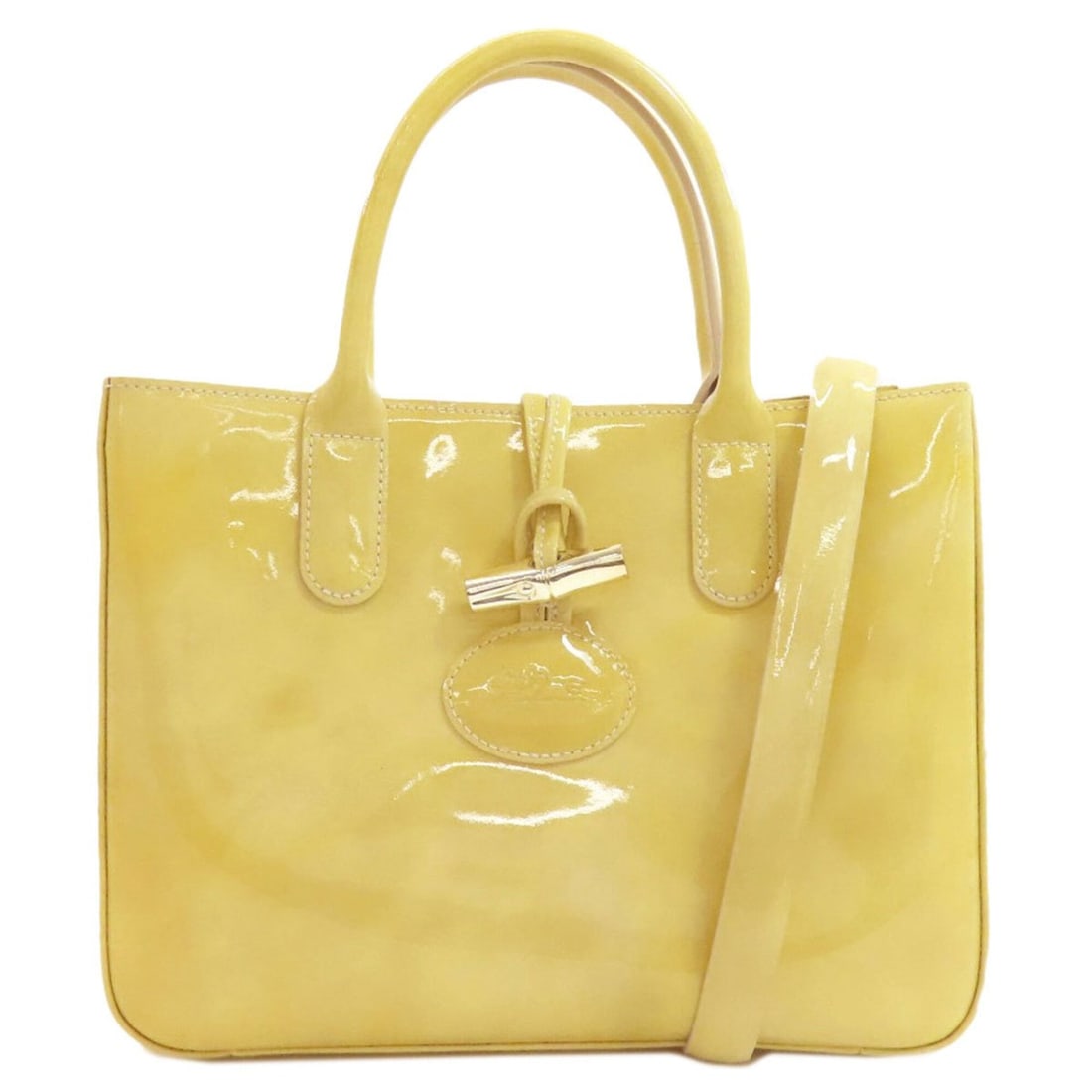 Longchamp Le Roseau 2-Way Handbag, Enamel, Women's: --- Catalog ---Category: SizeSize (HxWxD): 22cm x 28.5cm x 10cm / 8.66'' x 11.22'' x 3.93''Category: DesignType: HandbagColor: YellowGender: WomenMaterial: Leather Category: GeneralBrand: Longchamp---