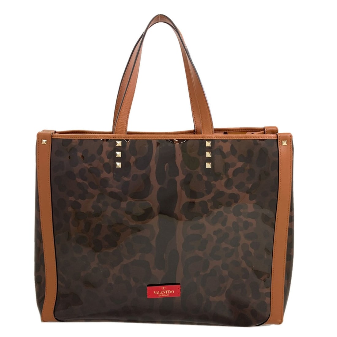 Valentino Studded Tote Bag, Vinyl, Women's VALENTINO: --- Catalog ---Category: SizeSize (HxWxD): 29cm x 37cm x 14cm / 11.41'' x 14.56'' x 5.51''Category: DesignType: Tote bagColor: BrownGender: WomenMaterial: Vinyl Category: GeneralBrand: Valentino--- It