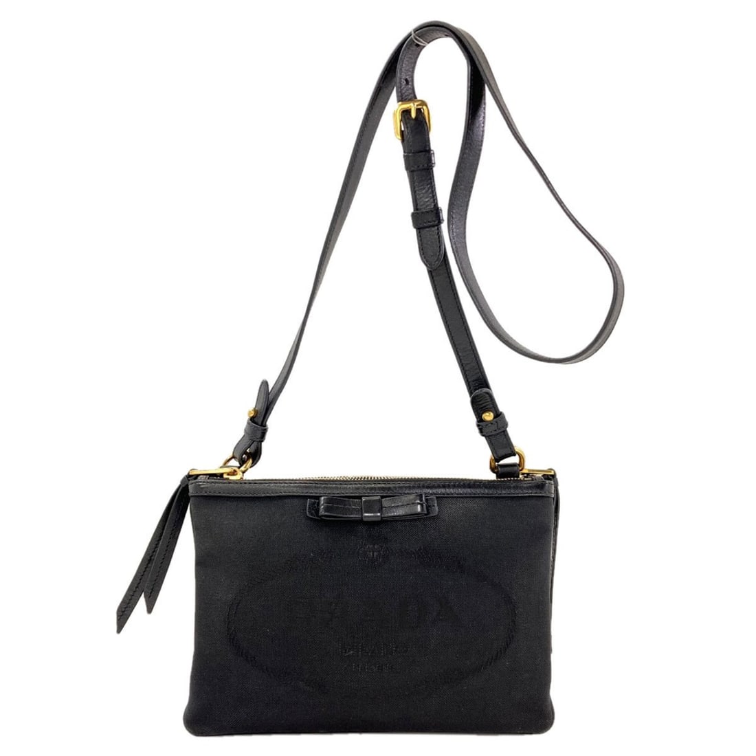 Prada 1BH046 Ribbon Shoulder Bag Canvas/Leather Women's PRADA (1 of 14)