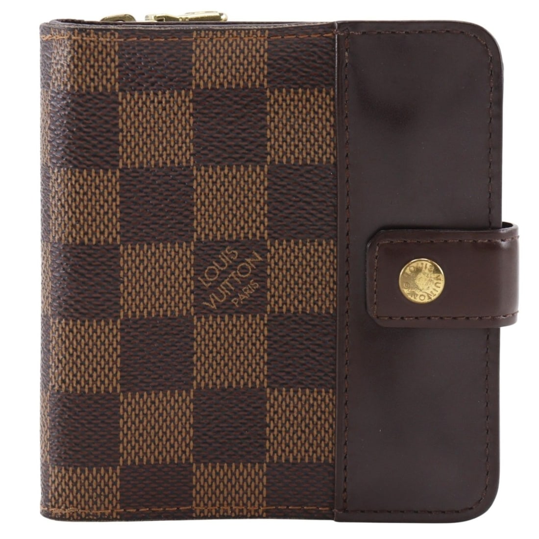 Louis Vuitton Compact Zip Bi-fold Wallet N61668 Damier Canvas 2004 Brown CA0034 zip Women's (1 of 16)