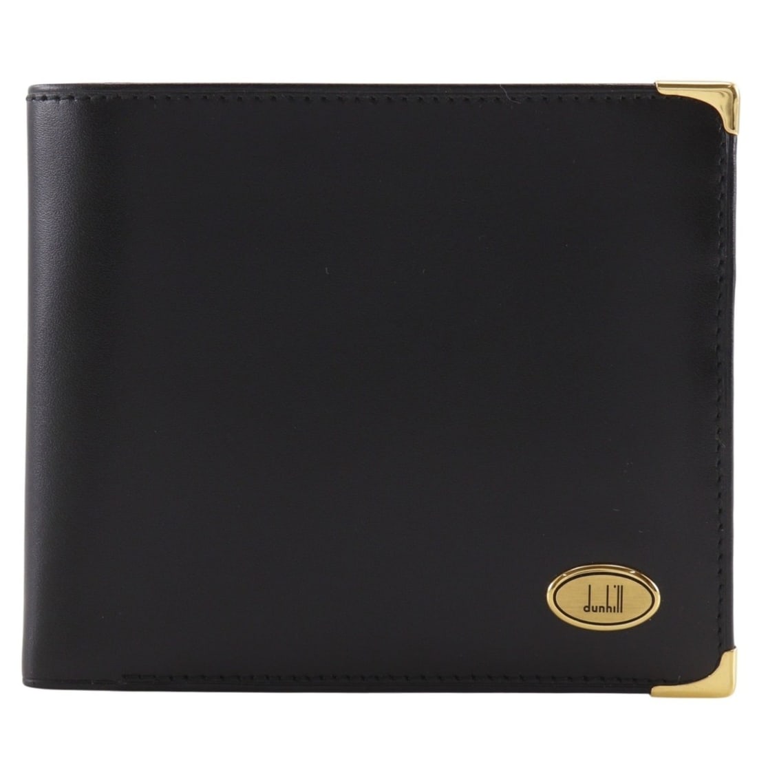 Dunhill logo bi-fold wallet, calfskin, black, men's.: --- Catalog ---Category: SizeSize (HxWxD): 9.5cm x 11cm x 2cm / 3.74'' x 4.33'' x 0.78''Category: DesignType: Wallet (bi-fold)Color: BlackGender: MenMaterial: Leather Leather/Fur Type: CalfskinCategor