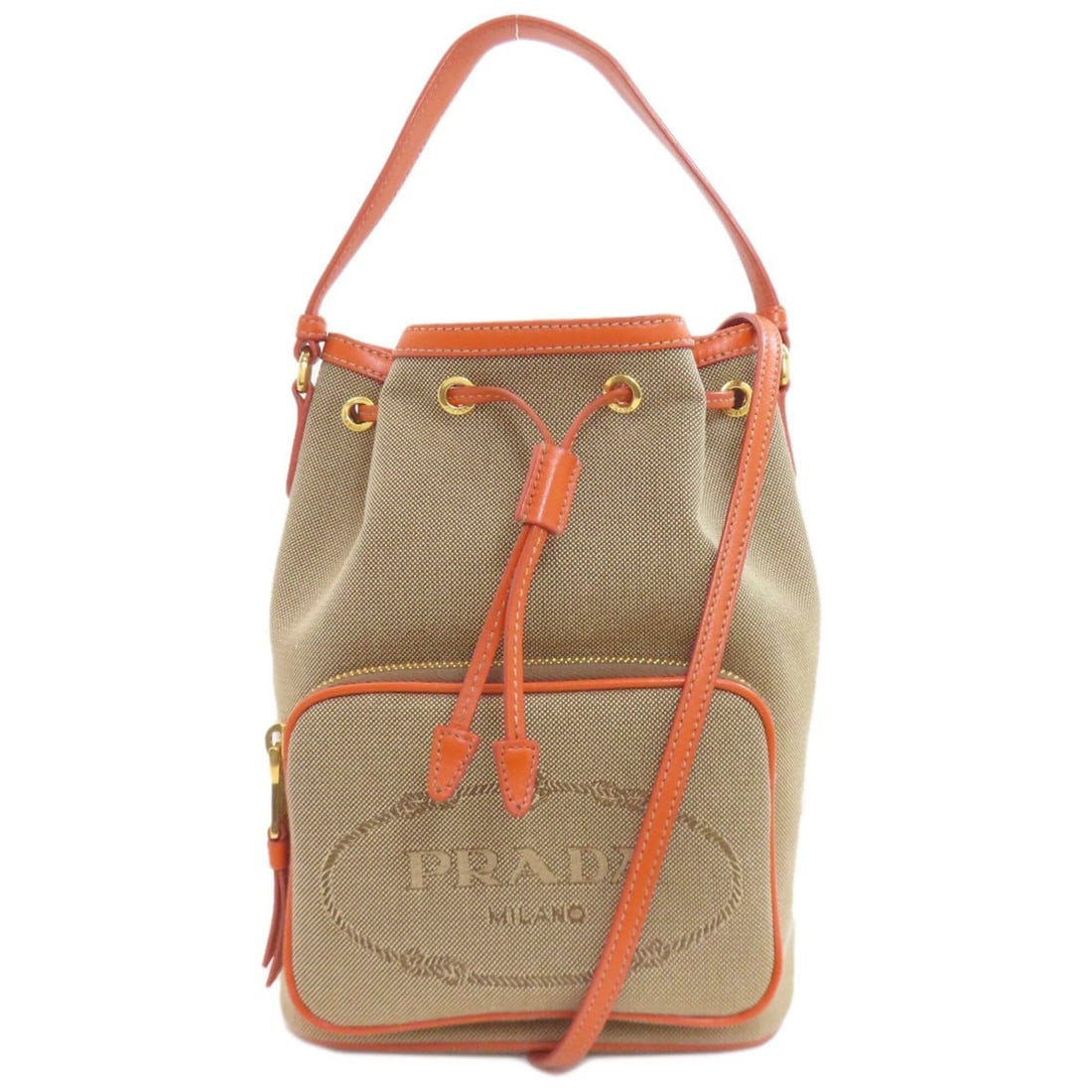 Prada 2-Way Canvas Handbag for Women: --- Catalog ---Category: SizeSize (HxWxD): 24cm x 18cm x 11.5cm / 9.44'' x 7.08'' x 4.52''Strap Length: 124cm - 132cm / 48.81'' - 51.96''Handle Length: 31cm / 12.2''Category: DesignType: HandbagColor:
