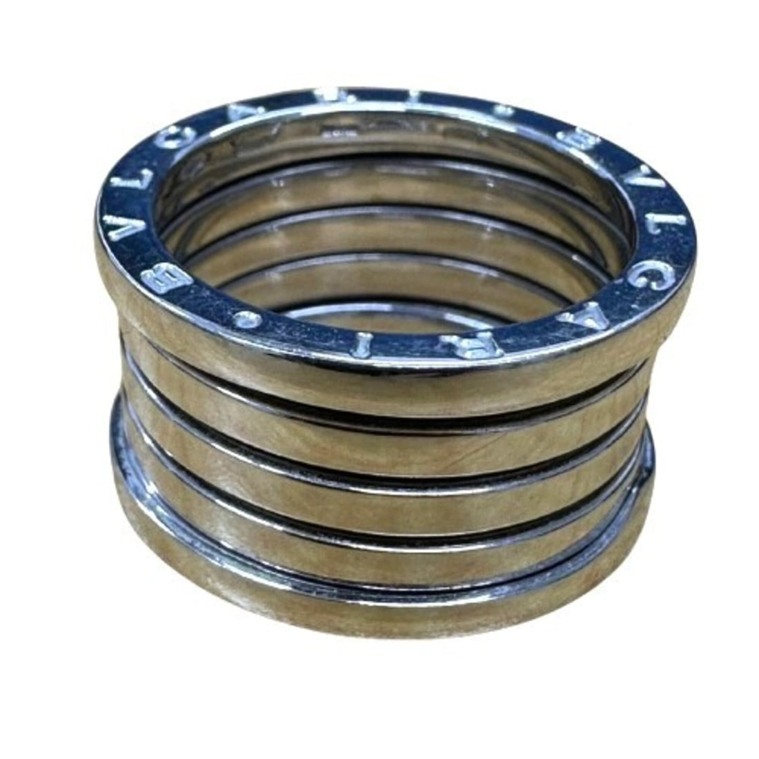 BVLGARI B-zero1 5-band ring, 18K white gold, 13.68g: --- Catalog ---Category: SizeWeight: 13.68g / 0.48oz.US Size: 10Brand Size: 60Category: DesignType: Band ringGender: MenMetal Purity: 18KCategory: GeneralLine: B.zero1Brand: Bvlgari--- Item List