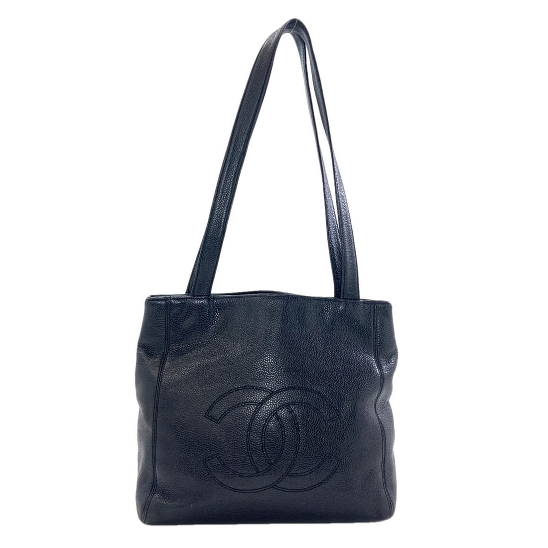 Chanel Coco Mark Gold Hardware Tote Bag, Grained Calfskin, Women's CHANEL: --- Catalog ---Category: SizeSize (HxWxD): 23.5cm x 23cm x 11cm / 9.25'' x 9.05'' x 4.33''Handle Length: 60.5cm / 23.81''Category: DesignType: Tote bagColor: BlackGender: WomenClosure: