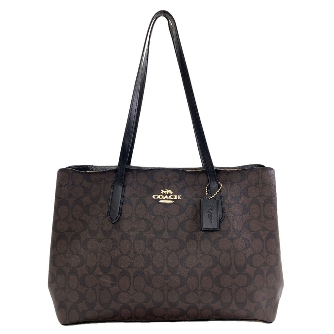 Coach F79987 Signature Tote Bag PVC Women's COACH: --- Catalog ---Category: SizeSize (HxWxD): 28cm x 40cm x 13.5cm / 11.02'' x 15.74'' x 5.31''Handle Length: 60cm / 23.62''Category: DesignType: Tote bagColor: Black, Dark brownGender: WomenClosure: Mag