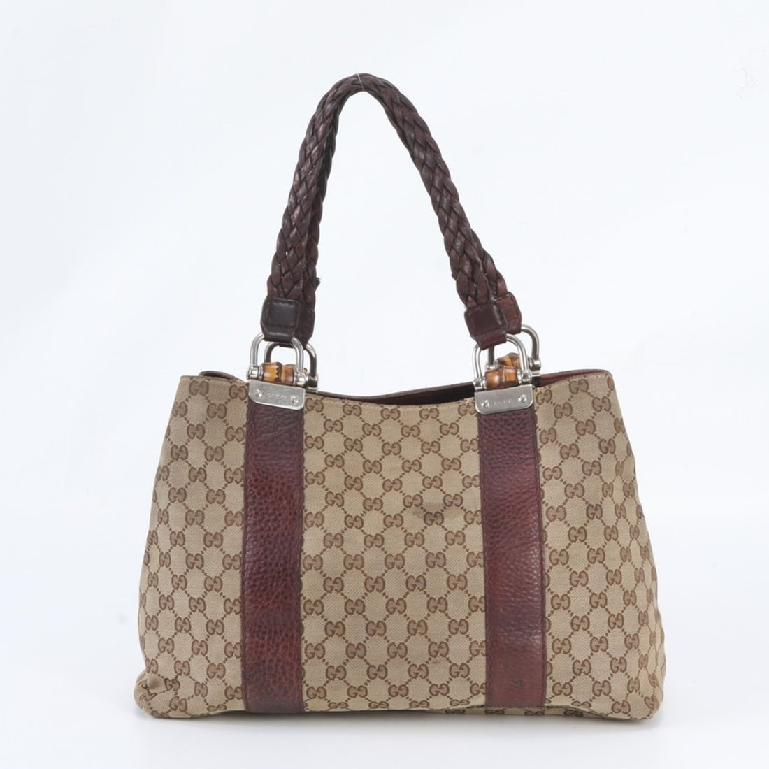 Gucci GG Canvas Bamboo Bar 232947 Leather Tote Bag Handbag Shoulder for Women: --- Catalog ---Category: SizeSize (HxWxD): 25cm x 38cm x 15cm / 9.84'' x 14.96'' x 5.9''Category: DesignType: Handbag, Shoulder bag, Tote bagColor: BrownGender: WomenMaterial: GG canvas Category: Gene