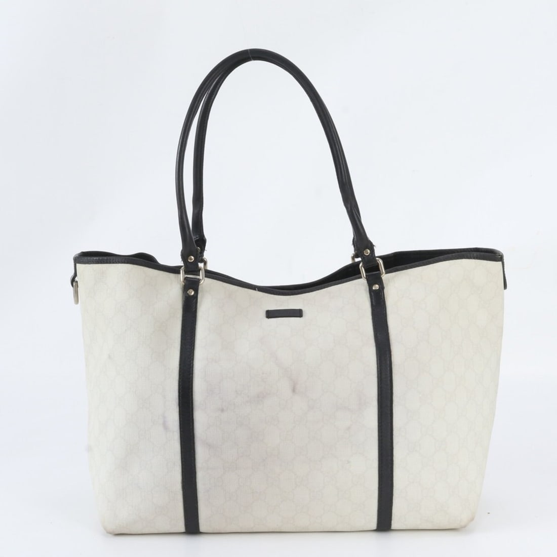 Gucci GG Supreme 197954 Leather Tote Bag, Handbag, Shoulder Women's Handbag: --- Catalog ---Category: SizeSize (HxWxD): 29cm x 39cm x 17cm / 11.41'' x 15.35'' x 6.69''Category: DesignType: Handbag, Shoulder bag, Tote bagColor: Black, WhiteGender: WomenMaterial: Leather , Coate