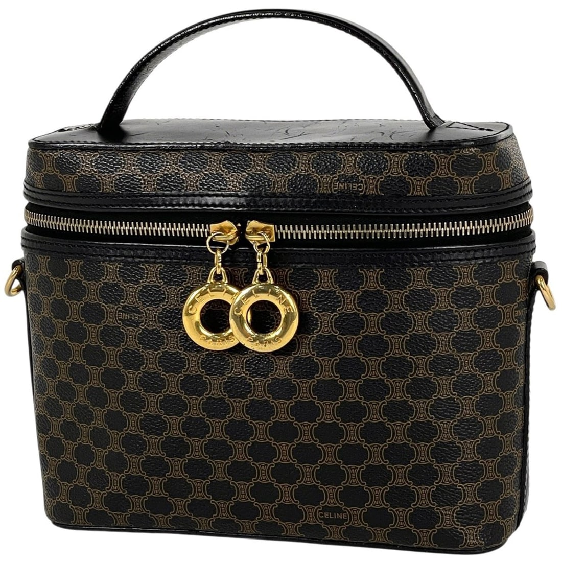 Celine Macadam Pattern Vanity Bag with Circle Logo, Coated Canvas, Black/Brown, Women's Makeup: --- Catalog ---Category: SizeSize (HxWxD): 16cm x 21cm x 7.5cm / 6.29'' x 8.26'' x 2.95''Category: DesignType: Pouch, Vanity bagColor: Black, BrownGender: WomenMaterial: Coated canvas Category: Genera
