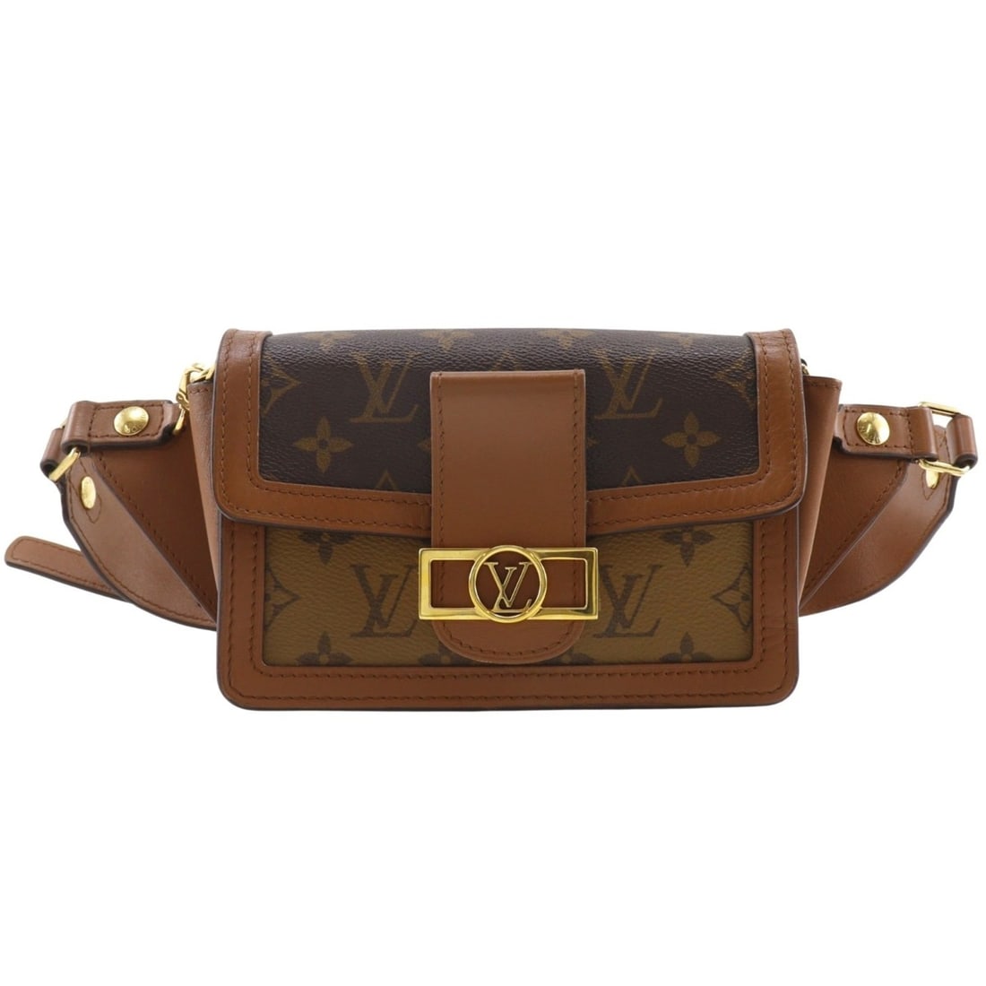 Louis Vuitton Daufine Bum Bag, Monogram Reverse, 2-Way Clutch, M44586, Canvas, 2018 Model, Brown,: --- Catalog ---Category: SizeSize (HxWxD): 13cm x 19cm x 5cm / 5.11'' x 7.48'' x 1.96''Category: DesignType: Fanny pack, Sling bagColor: Brown, Monogram ReverseGender: WomenMaterial: Monogram Reverse 