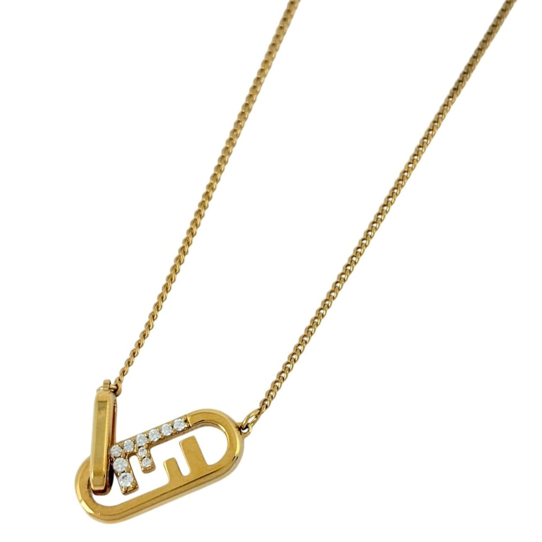 Fendi Auroch Necklace GP Rhinestone Women's: --- Catalog ---Category: SizeNeck Circumference: 48 cm / 18.89''Category: DesignColor: GoldGender: WomenMaterial: Gold plating, RhinestoneNecklace Type: NecklaceCategory: GeneralBrand: Fendi--- Item L