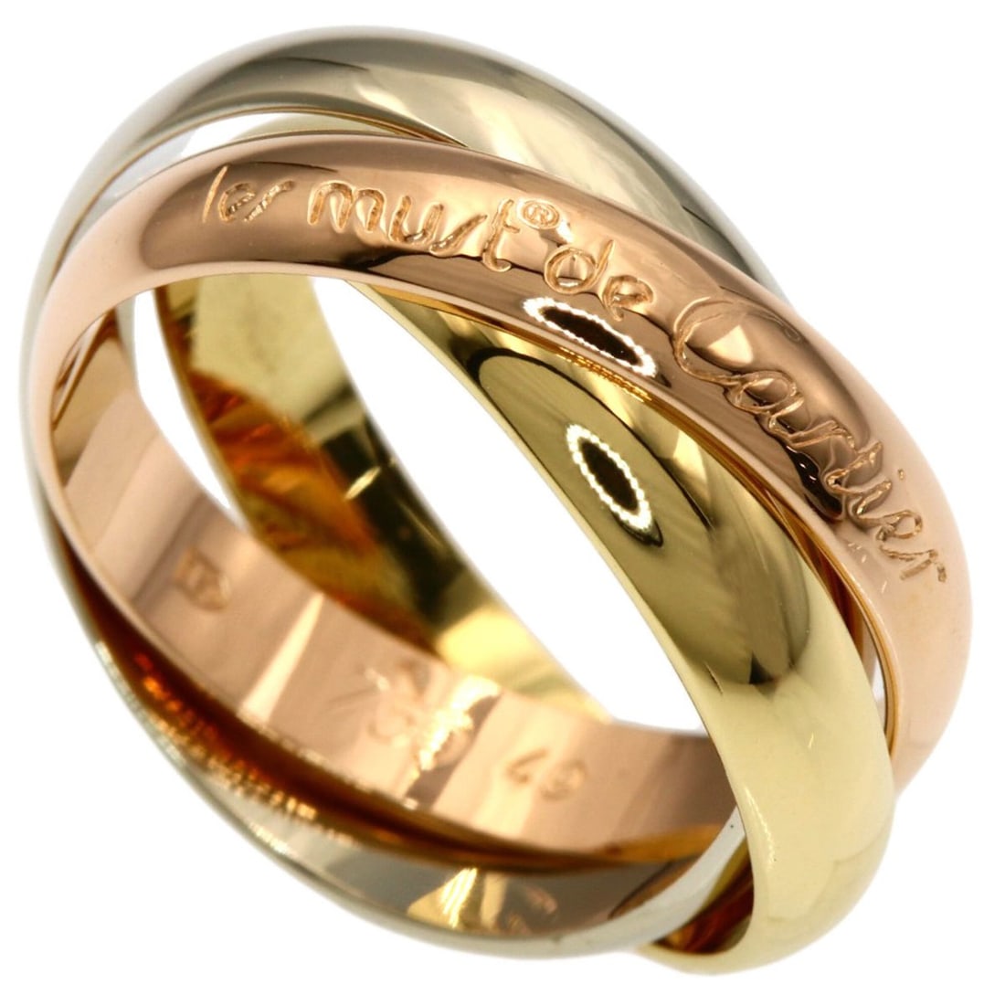 Cartier Trinity #49 Ring - 18K Yellow Gold/18K Pink White Gold Women's CARTIER: --- Catalog ---Category: SizeJP Size: 9US Size: 5Category: DesignType: Band ringGender: WomenMaterial: Pink gold (18K), White gold (18K), Yellow gold (18K)Category: GeneralBrand: Cartier--- Item List 