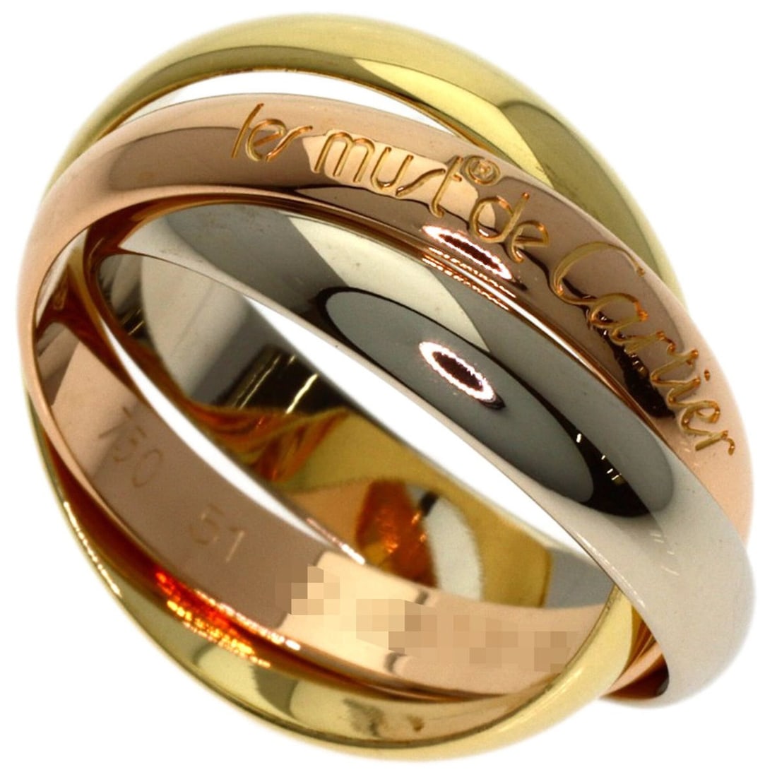 Cartier Trinity #51 Ring - 18K Yellow Gold/18K White Pink Gold Women's CARTIER: --- Catalog ---Category: SizeJP Size: 11US Size: 6Category: DesignType: Band ringGender: WomenMaterial: Pink gold (18K), White gold (18K), Yellow gold (18K)Category: GeneralBrand: Cartier--- Item List