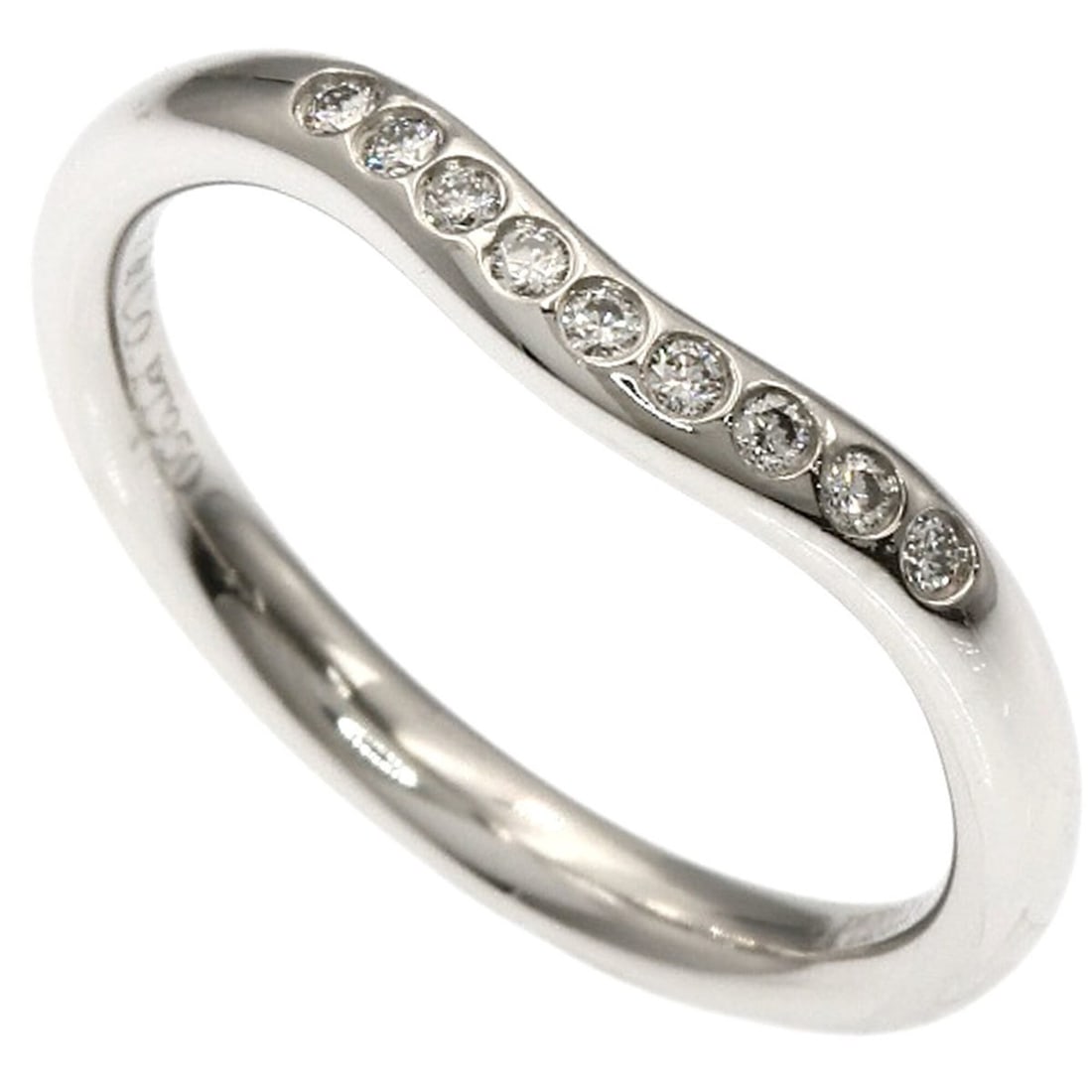 Tiffany & Co. Curved Band Diamond Ring, Platinum PT950, Women's Ring.: --- Catalog ---Category: SizeJP Size: 7.5US Size: 4Category: DesignType: Band ringGender: WomenMaterial: Platinum 950Category: GeneralBrand: Tiffany--- Item List ---Section: ConditionRanking: Rank A U