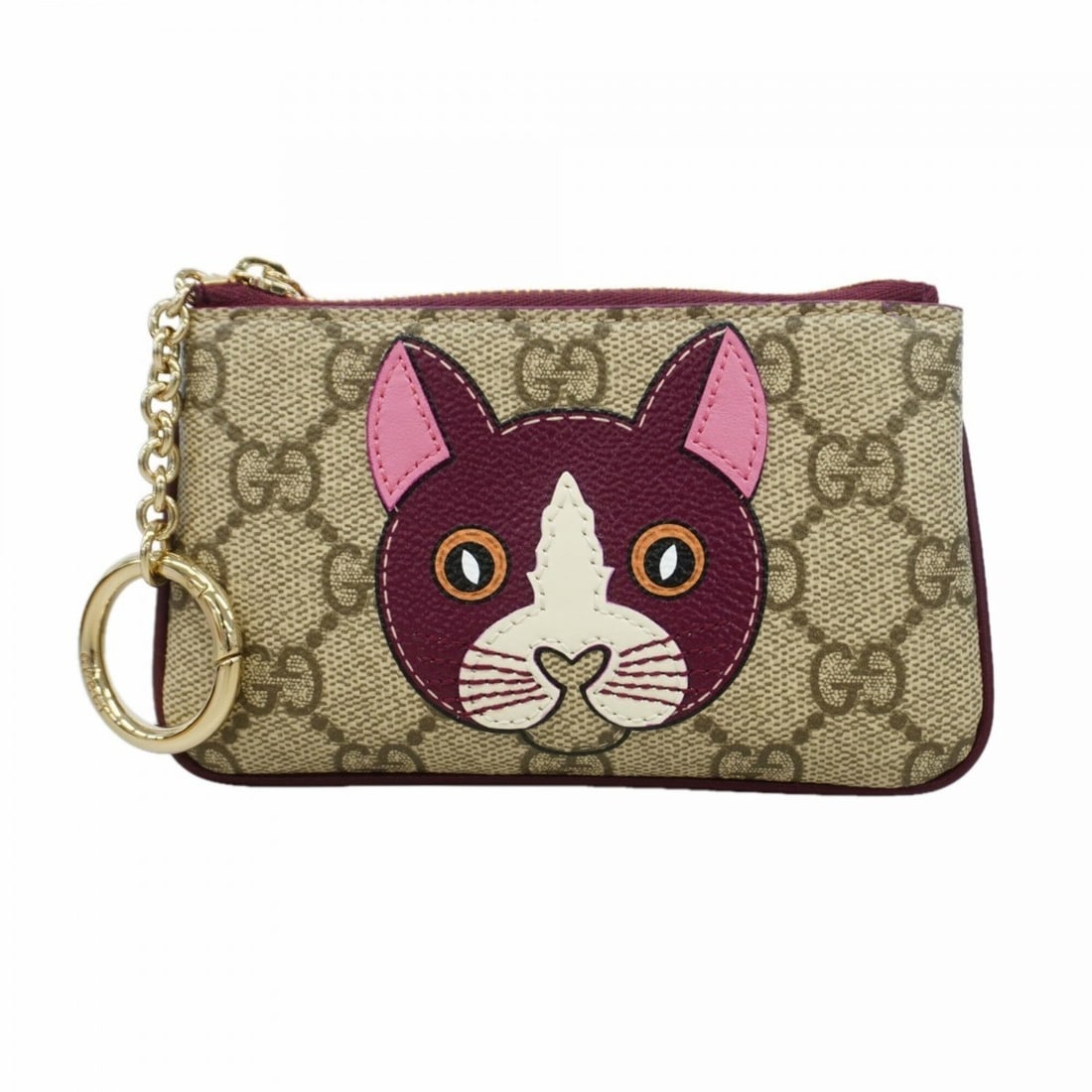Gucci GG Supreme Cat Detail Wallet/Coin Case 818768 Brown Bordeaux Women's: --- Catalog ---Category: SizeSize (HxWxD): 8cm x 13.5cm x 1cm / 3.14'' x 5.31'' x 0.39''Category: DesignType: Coin purse/coin caseColor: Bordeaux, BrownGender: WomenMaterial: PVC Category: GeneralMPN: