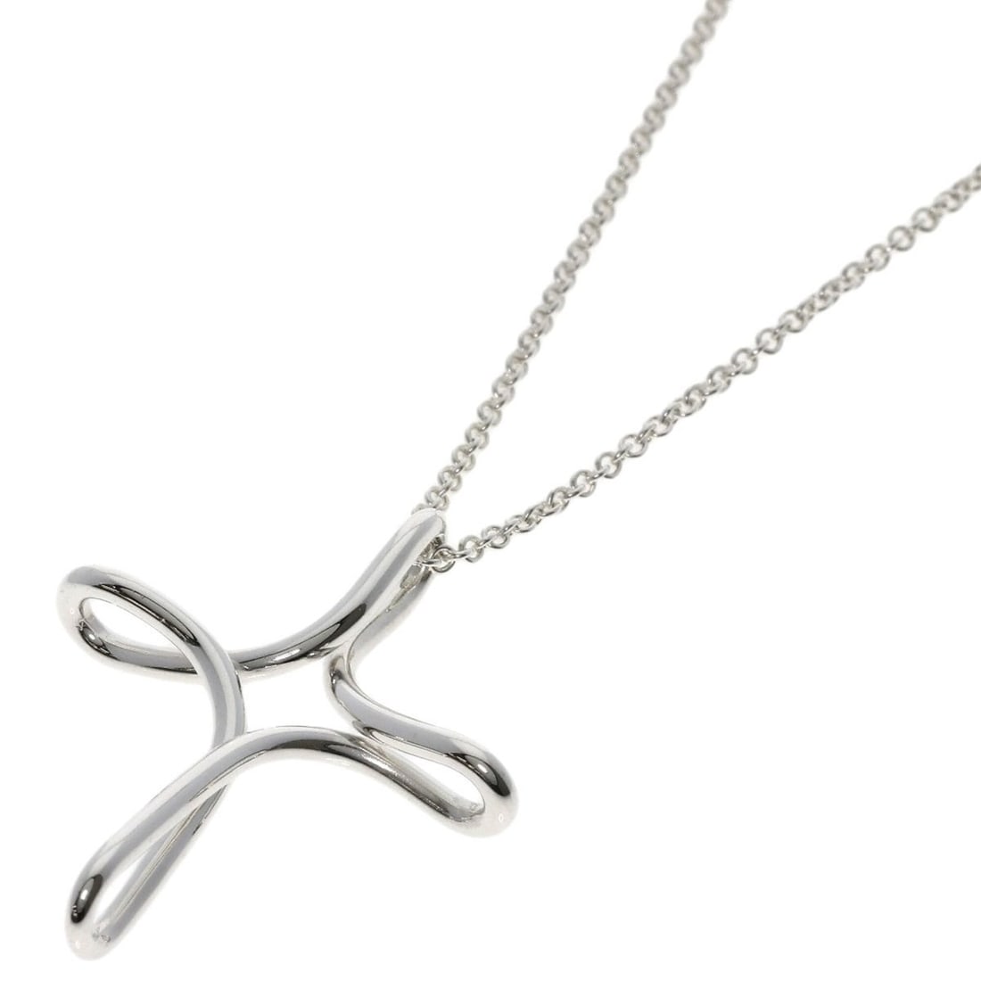 Tiffany & Co. Open Cross Necklace, Silver, Women's.: --- Catalog ---Category: SizePendant Size: 36.4mm x 28.7mm / 1.43'' x 1.12''Neck Circumference: 45 cm / 17.71''Category: DesignGender: WomenMaterial: SilverNecklace Type: NecklaceCategory: GeneralBran
