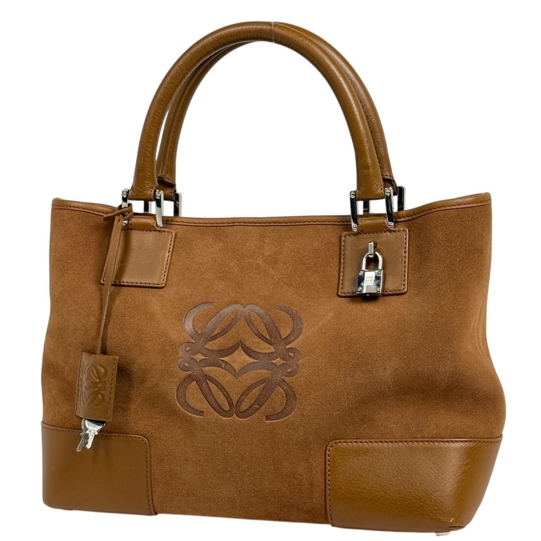 Loewe Amazona Fusta Tote Bag, Anagram Handbag, Suede, Brown, Women's: --- Catalog ---Category: SizeSize (HxWxD): 21.5cm x 29.5cm x 11.5cm / 8.46'' x 11.61'' x 4.52''Category: DesignType: Handbag, Tote bagColor: BrownGender: WomenMaterial: Suede , Leather Category: Gener