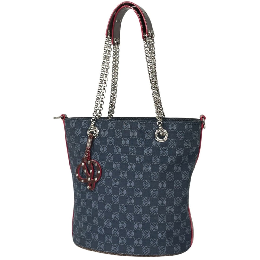 Loewe Anagram Chain Shoulder Bag Logo Tote Canvas Navy Women's: --- Catalog ---Category: SizeSize (HxWxD): 25cm x 23cm x 12cm / 9.84'' x 9.05'' x 4.72''Category: DesignType: Shoulder bag, Tote bagColor: NavyGender: WomenMaterial: Canvas Category: GeneralMPN: AP178