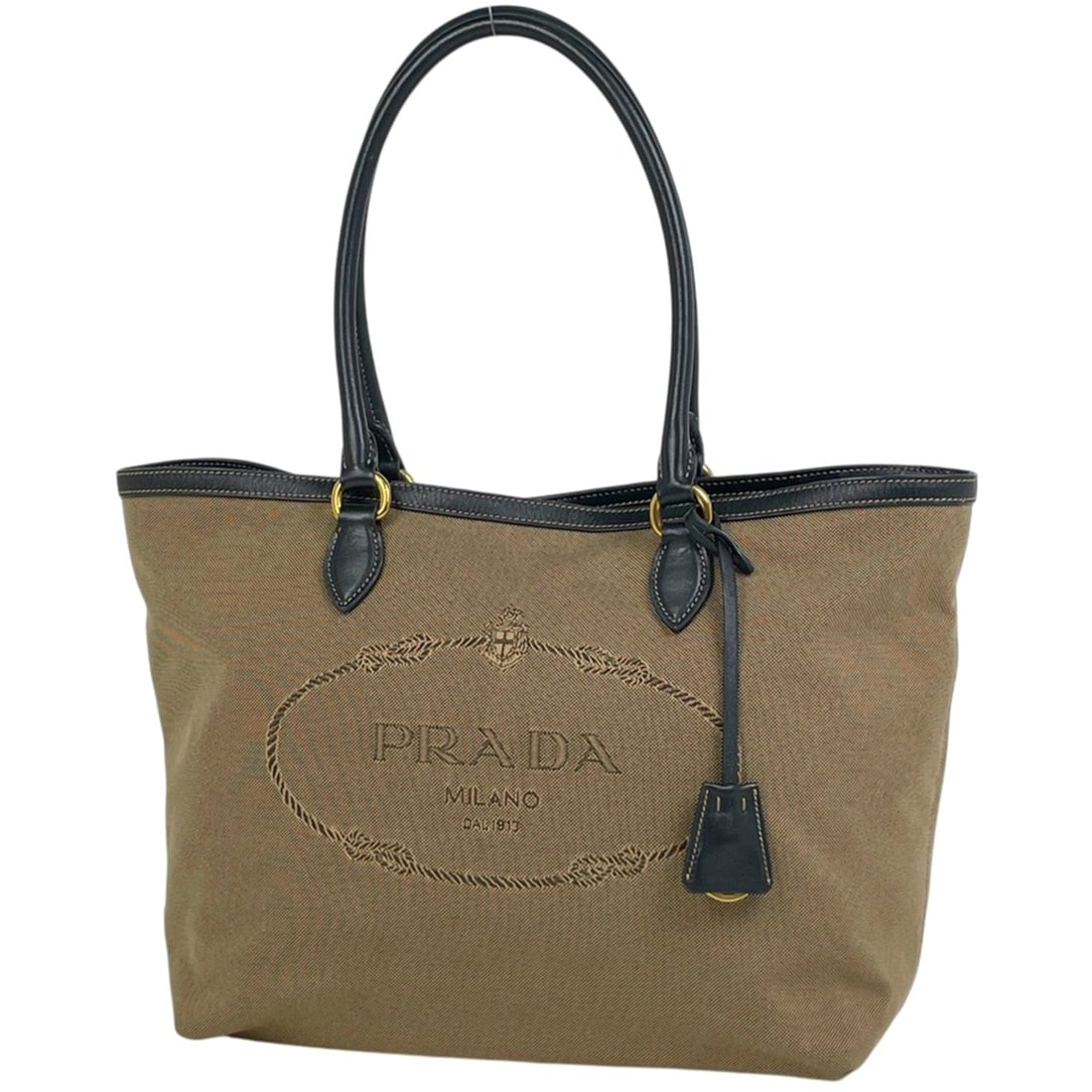 Prada PRADA Logo Tote Bag Jacquard Canvas Brown Black 1BG158 Women's: --- Catalog ---Category: SizeSize (HxWxD): 25cm x 30.5cm x 15cm / 9.84'' x 12'' x 5.9''Category: DesignType: Tote bagColor: Black, BrownGender: WomenMaterial: Canvas , Leather Category: GeneralMPN: 1B