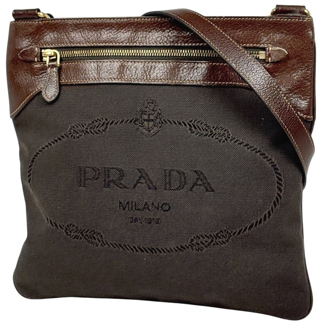 Prada PRADA Logo Jacquard Shoulder Bag Canvas Brown BT0654 Women's: --- Catalog ---Category: SizeSize (HxWxD): 26.5cm x 27.5cm x 2cm / 10.43'' x 10.82'' x 0.78''Category: DesignType: Shoulder bagColor: BrownGender: WomenMaterial: Canvas Category: GeneralMPN: BT0654Bra