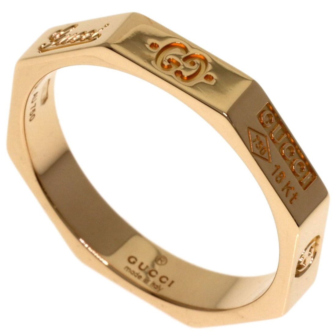 Gucci Octagon #16 Ring, 18K Pink Gold, Women's.: --- Catalog ---Category: SizeJP Size: 16US Size: 8Category: DesignType: Band ringGender: WomenMaterial: Pink gold (18K)Category: GeneralBrand: Gucci--- Item List ---Section: ConditionRanking: Rank A U