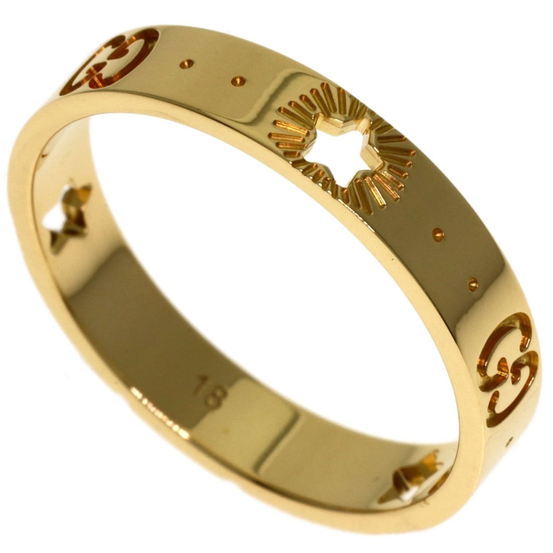 Gucci Icon Star #18 Ring, 18K Yellow Gold, Women's.: --- Catalog ---Category: SizeJP Size: 18US Size: 9Category: DesignType: Band ringGender: WomenMaterial: Yellow gold (18K)Category: GeneralBrand: Gucci--- Item List ---Section: ConditionRanking: Rank A