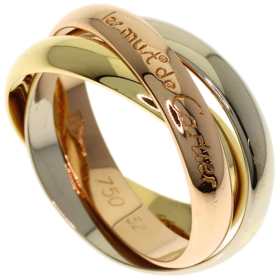 Cartier Trinity #52 Ring - 18K Yellow Gold/18K Pink White Gold Women's CARTIER: --- Catalog ---Category: SizeJP Size: 12US Size: 6.5Category: DesignType: Band ringGender: WomenMaterial: Pink gold (18K), White gold (18K), Yellow gold (18K)Category: GeneralBrand: Cartier--- Item Li