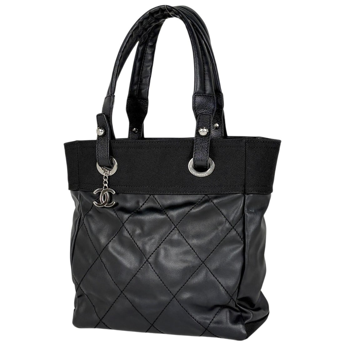 Chanel Paris Biarritz Tote PM Coco Mark Handbag, Coated Canvas, Black, A34208, Women's: --- Catalog ---Category: SizeSize (HxWxD): 27cm x 26cm x 11cm / 10.62'' x 10.23'' x 4.33''Category: DesignType: HandbagColor: BlackGender: WomenMaterial: Coated canvas Category: GeneralMPN: A34208Bran