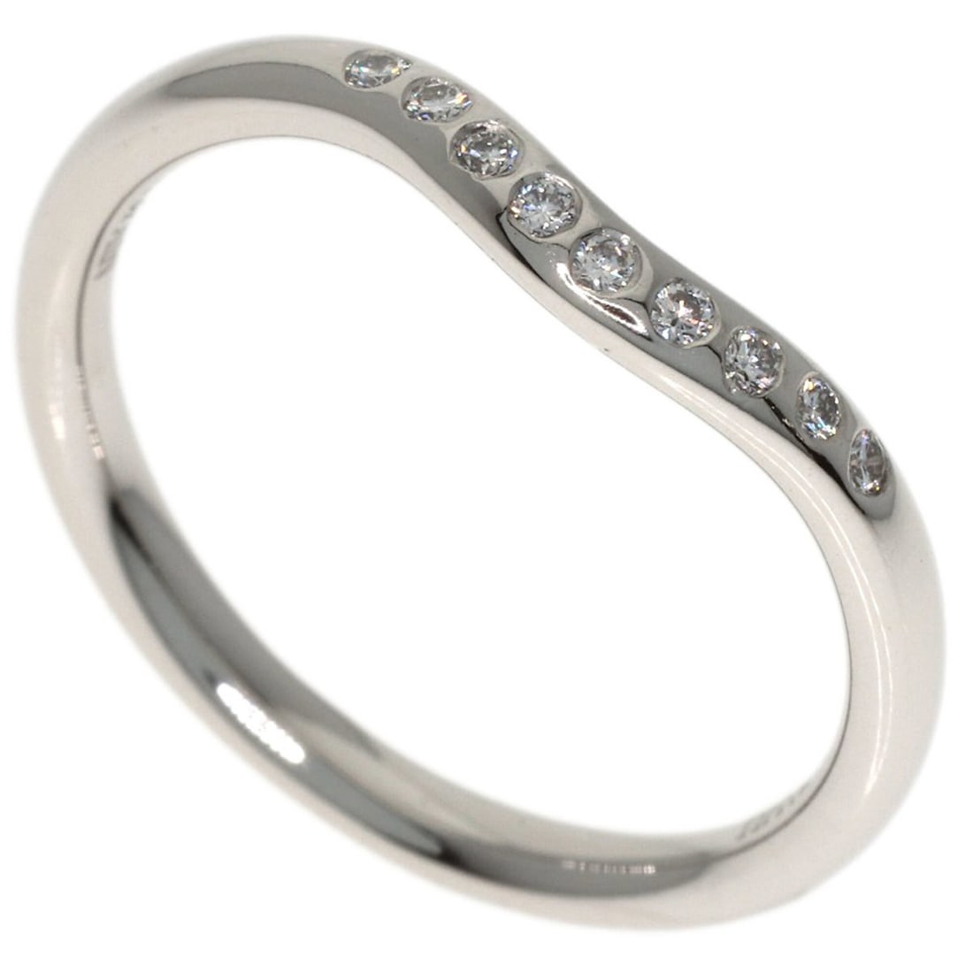 Tiffany & Co. Curved Band Diamond Ring, Platinum PT950, Women's Ring.: --- Catalog ---Category: SizeJP Size: 9US Size: 5Category: DesignType: Band ringStone: DiamondGender: WomenMaterial: Platinum 950Category: GeneralBrand: Tiffany--- Item List ---Section: ConditionRanki