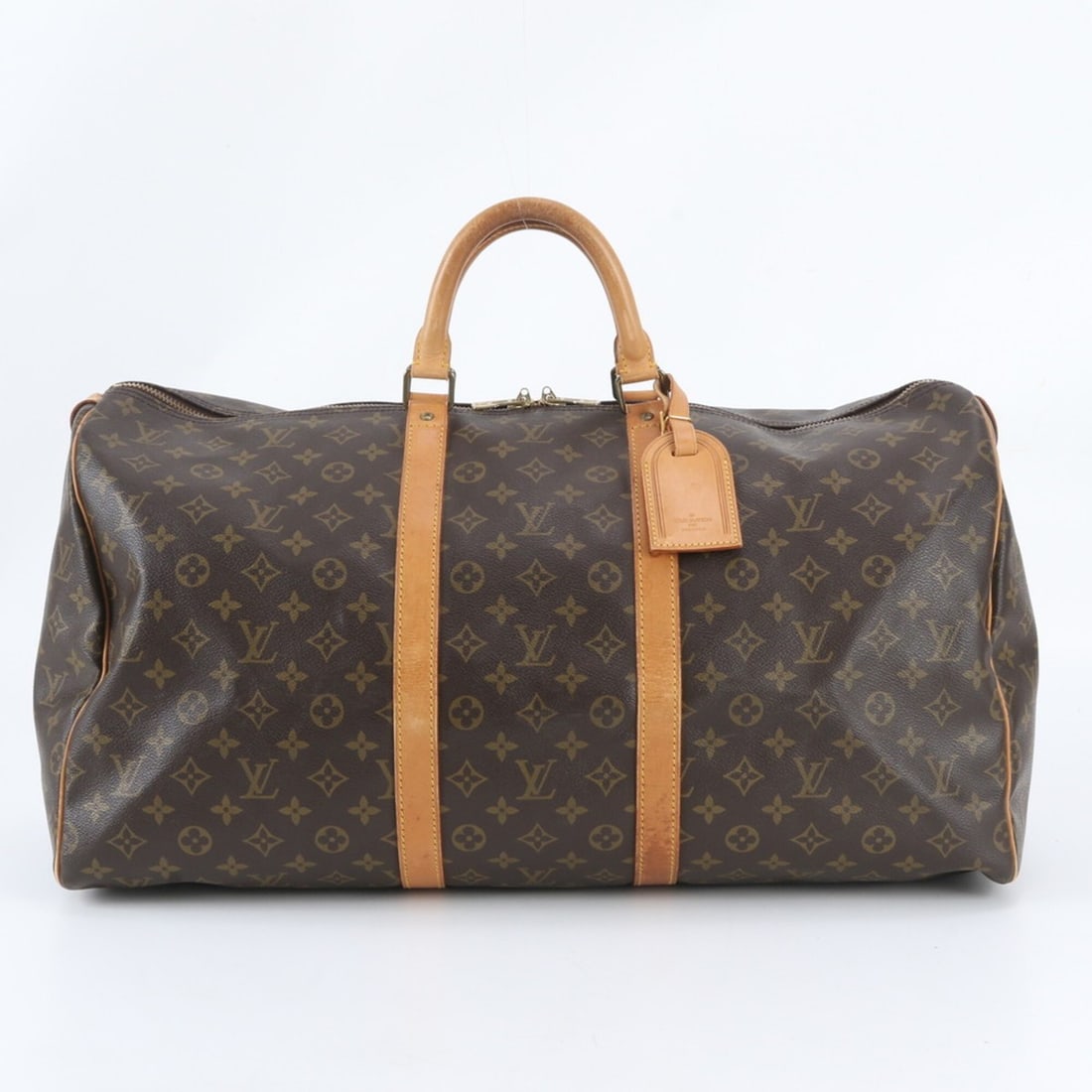 Louis Vuitton Monogram Keepall 55 M41424 Leather Boston Handbag Tote Bag Carry-on for Men: --- Catalog ---Category: SizeSize (HxWxD): 29cm x 55cm x 25cm / 11.41'' x 21.65'' x 9.84''Category: DesignType: Boston bag, Tote bagColor: BrownGender: MenMaterial: Leather , Coated canvas Category: G