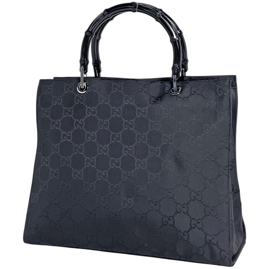 Gucci Bamboo Tote Bag, GG Pattern, Nylon, Black, 0021010, Women's: --- Catalog ---Category: SizeSize (HxWxD): 28cm x 35cm x 13cm / 11.02'' x 13.77'' x 5.11''Category: DesignType: Tote bagColor: BlackGender: WomenMaterial: Nylon Category: GeneralMPN: 0021010Brand: Guc
