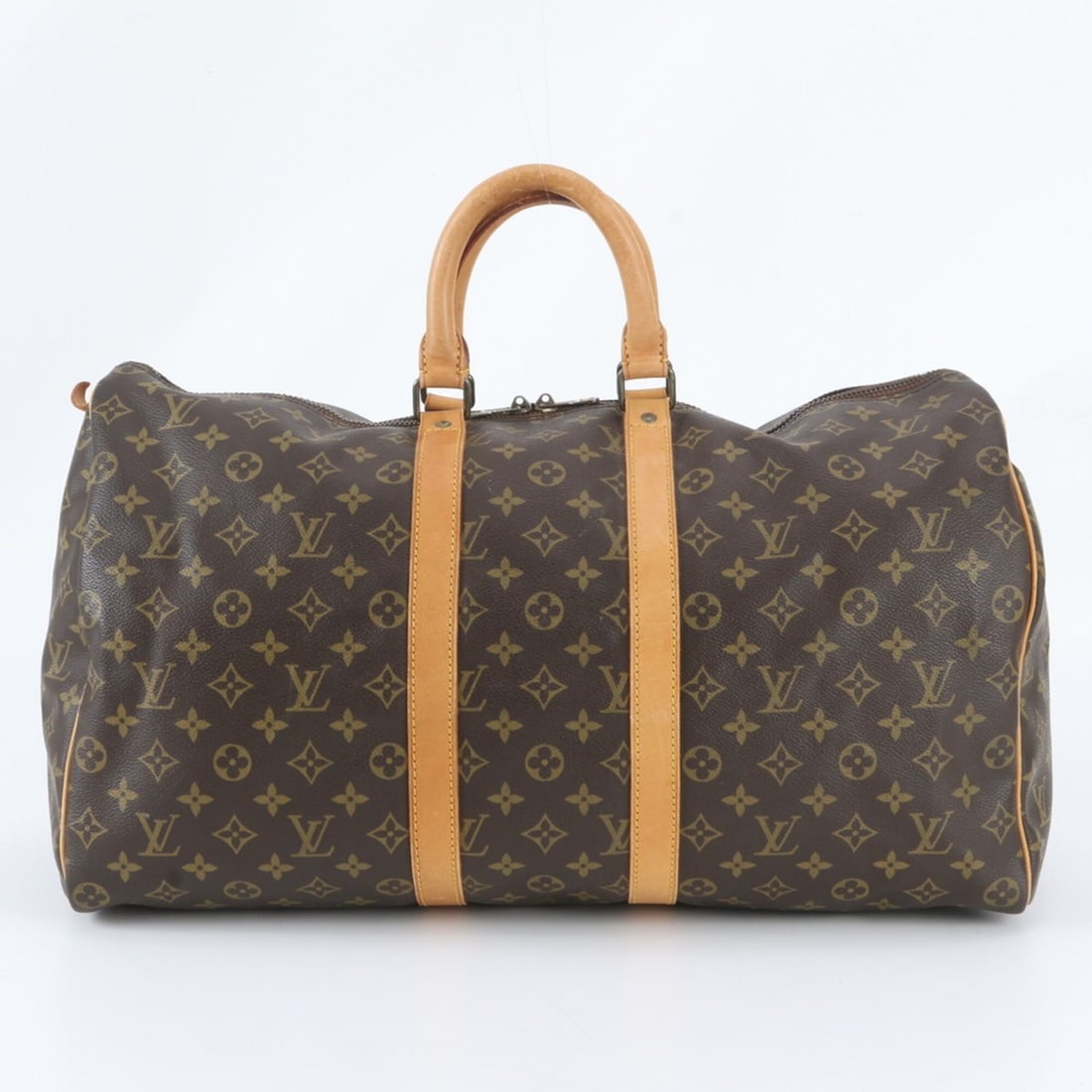 Louis Vuitton Monogram Keepall 50 M41426 Leather Boston Handbag Tote Bag Carry-on for Men: --- Catalog ---Category: SizeSize (HxWxD): 28cm x 50cm x 24cm / 11.02'' x 19.68'' x 9.44''Category: DesignType: Boston bag, Tote bagColor: BrownGender: MenMaterial: Leather , Coated canvas Category: G