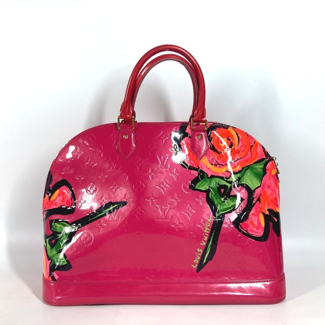 LOUIS VUITTON M93686 Vernis Rose Stephen Spruce Alma MM Tote Bag Handbag Patent Leather Women's Pop: --- Catalog ---Category: SizeSize (HxWxD): 28cm x 38.5cm x 18cm / 11.02'' x 15.15'' x 7.08''Category: DesignType: Handbag, Tote bagColor: Pink, Rose popGender: WomenMaterial: Patent leather Category: 