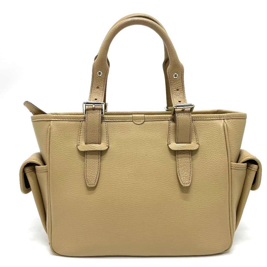 BURBERRY Side Pocket Tote Bag Handbag Leather Women's Beige G-210925-33 (1 of 12)