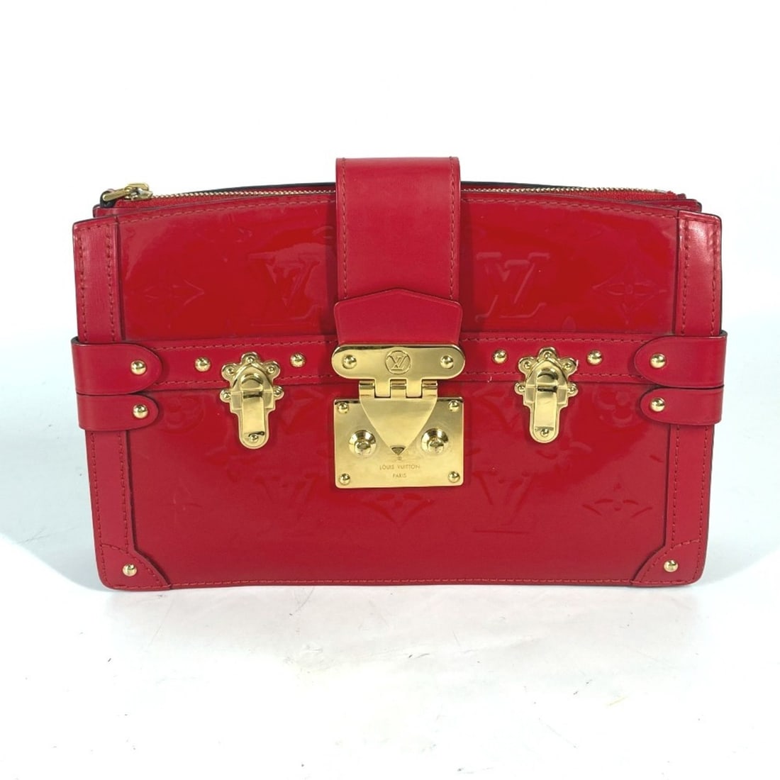 LOUIS VUITTON M54181 Monogram Vernis Petite Malle Clutch Bag Shoulder Women's Cerise Red G-241125-65 (1 of 20)